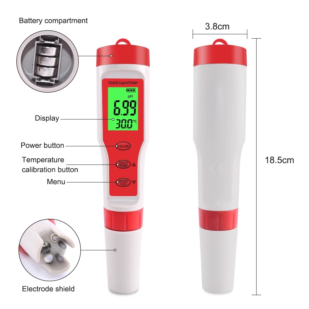 4 IN 1 TDS PH 미터 PH/TDS/EC/온도  - Ph Meter Digital Water Tester 리뷰 및 가격